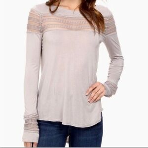 Free People Roxie Storm Grey Mesh Insert Top Size